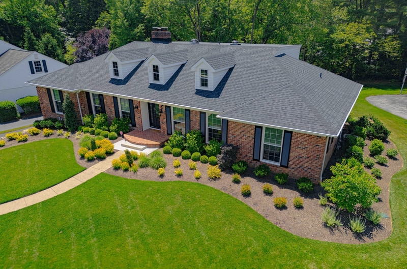 Aerial front view of Greenville DE landscaping project