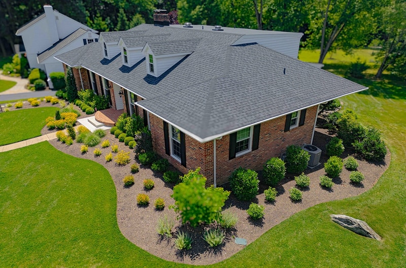 Aerial side view of Greenville DE landscaping project
