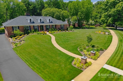 Aerial view with circular walkway and lamp pillars, Greenville DE