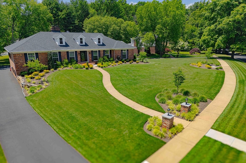 Aerial view with circular walkway and lamp pillars, Greenville DE
