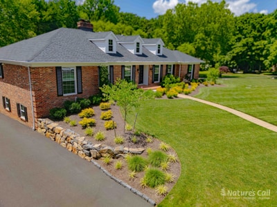 Aerial corner view of Greenville Delaware landscaping project